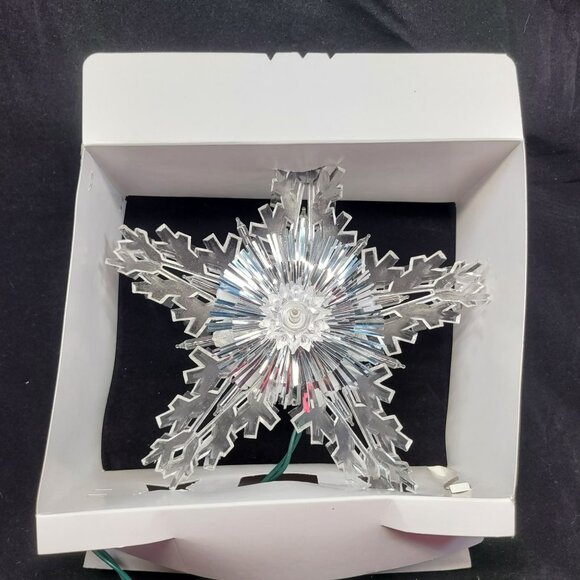 Christmas Tree Snowflake‎ Tree Top Trim A Home Lighted Clear Vtg - Picture 5 of 11